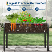 Potager surélevé galvanisé Garvee avec pieds, arrosage automatique, acier inoxydable, modulaire, 127 x 43 x 81 cm, noir, pour jardin et terrasse
