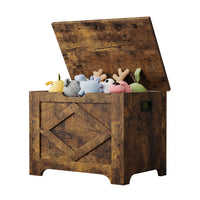 Banc de rangement en bois Garvee de 60 cm avec rabat de sécurité, grand espace de rangement pour salon et chambre, robuste et polyvalent, marron