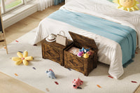 Banc de rangement en bois Garvee de 60 cm avec rabat de sécurité, grand espace de rangement pour salon et chambre, robuste et polyvalent, marron