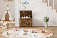 Banc de rangement en bois Garvee de 60 cm avec rabat de sécurité, grand espace de rangement pour salon et chambre, robuste et polyvalent, marron