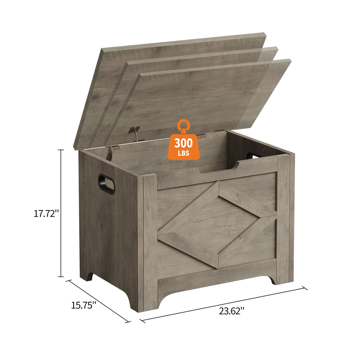 Banc de rangement en bois Garvee de 60 cm (23,6 po) avec charnières de sécurité, grande capacité pour le salon et la chambre, robuste et polyvalent, marron