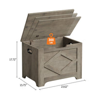 Banc de rangement en bois Garvee de 60 cm (23,6 po) avec charnières de sécurité, grande capacité pour le salon et la chambre, robuste et polyvalent, marron