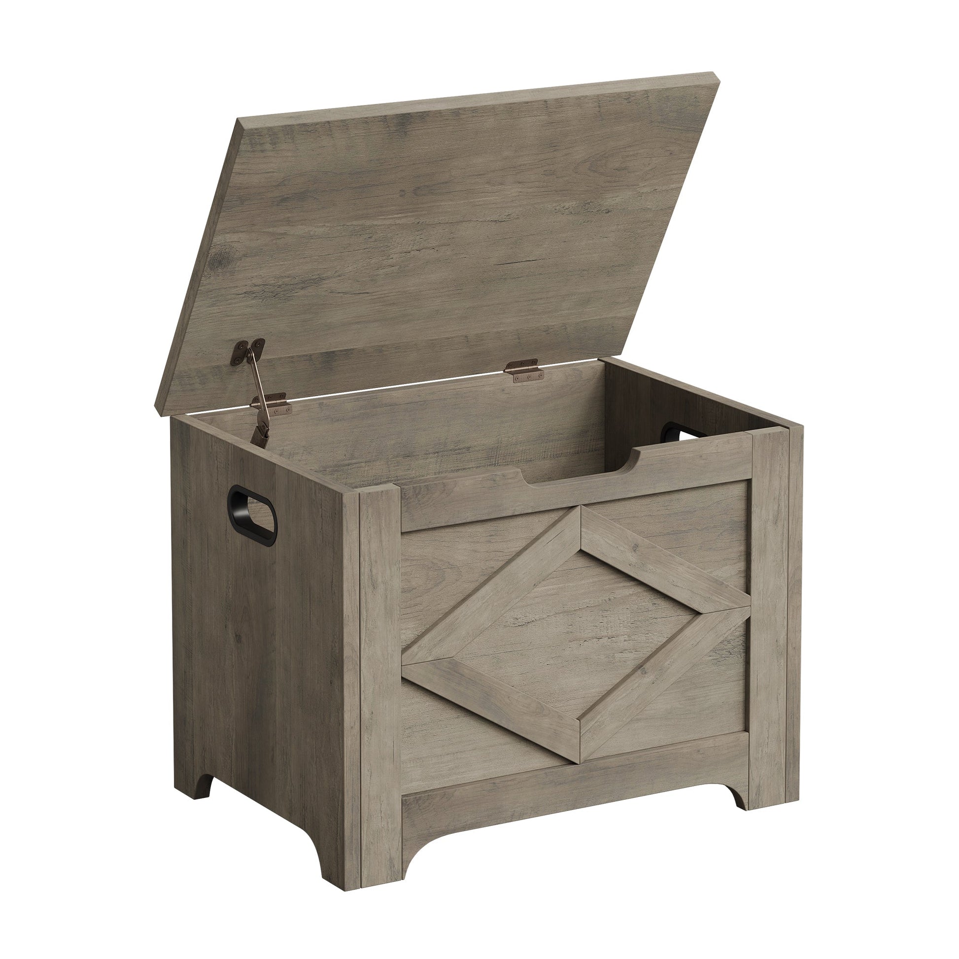 Banc de rangement en bois Garvee de 60 cm (23,6 po) avec charnières de sécurité, grande capacité pour le salon et la chambre, robuste et polyvalent, marron