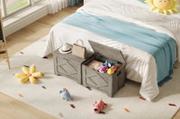 Banc de rangement en bois Garvee de 60 cm (23,6 po) avec charnières de sécurité, grande capacité pour le salon et la chambre, robuste et polyvalent, marron