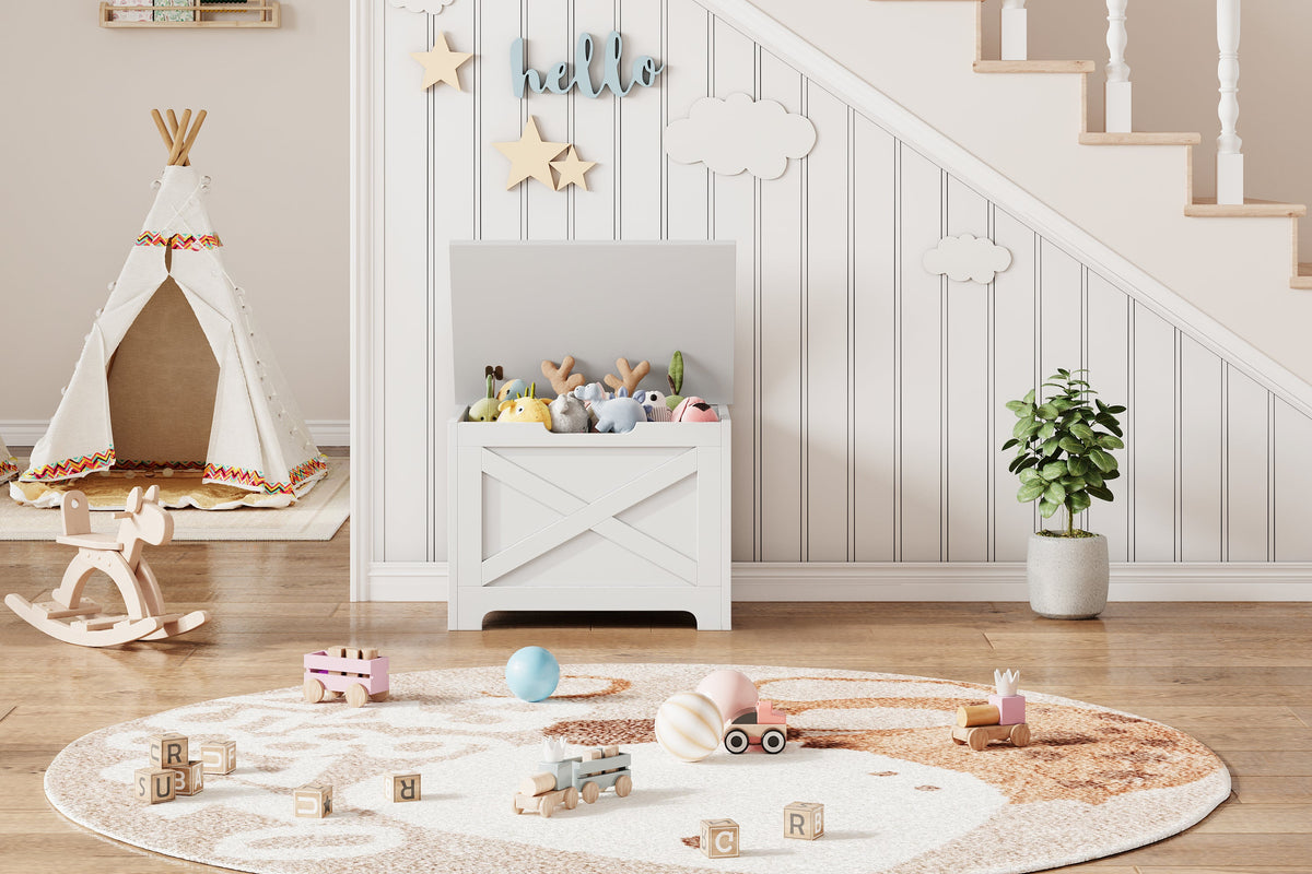 Banc de rangement en bois Garvee 60 cm avec verrou de sécurité, grande capacité, robuste pour salon et chambre, marron