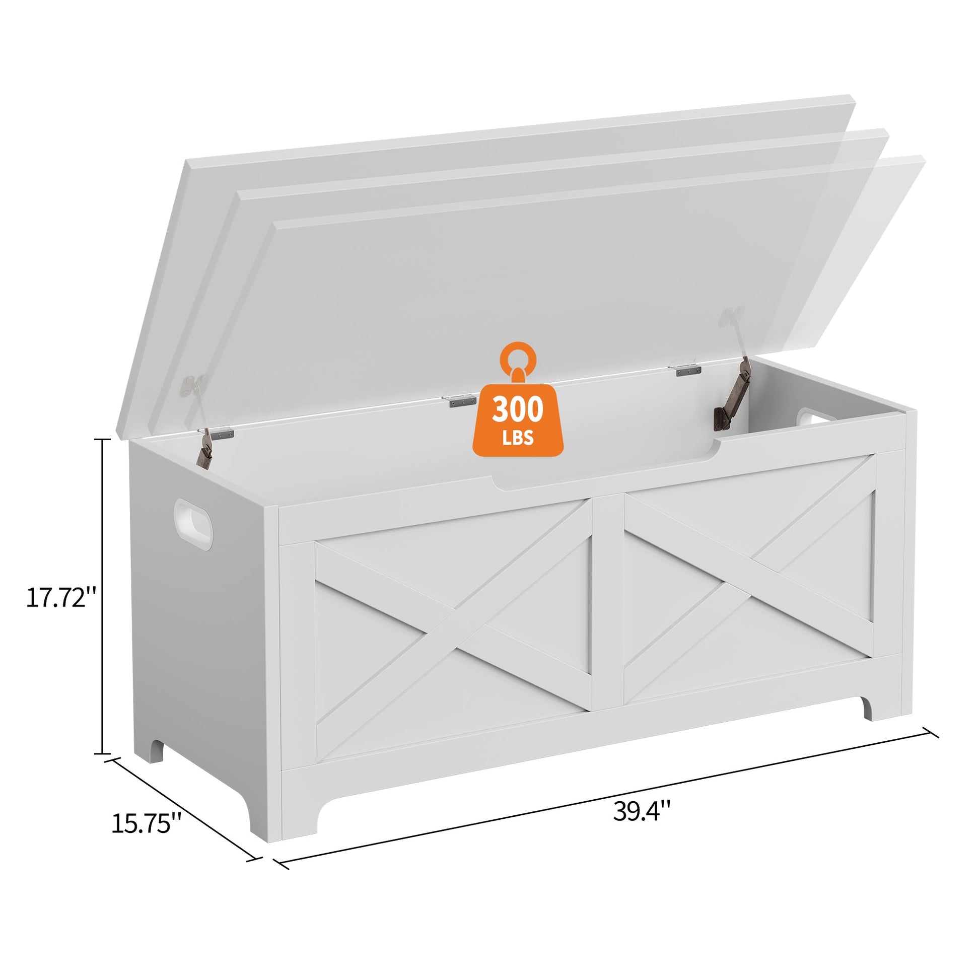 Banc de rangement en bois Garvee 100 cm (39,4 po) avec charnières de sécurité, grande capacité, pour salon et chambre, stable et polyvalent, marron