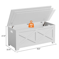 Banc de rangement en bois Garvee 100 cm (39,4 po) avec charnières de sécurité, grande capacité, pour salon et chambre, stable et polyvalent, marron