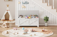 Banc de rangement en bois Garvee 100 cm (39,4 po) avec charnières de sécurité, grande capacité, pour salon et chambre, stable et polyvalent, marron
