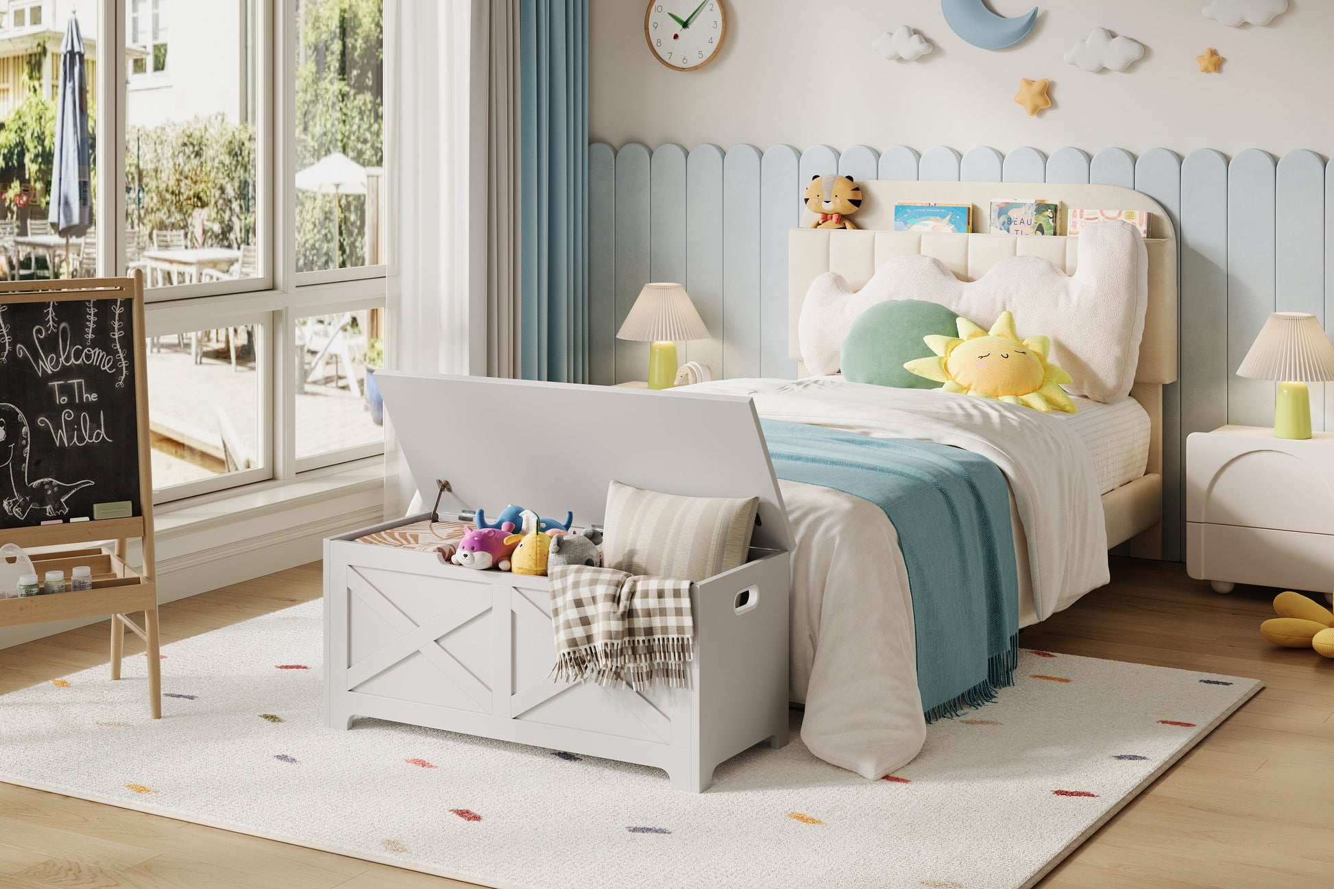 Banc de rangement en bois Garvee 100 cm (39,4 po) avec charnières de sécurité, grande capacité, pour salon et chambre, stable et polyvalent, marron
