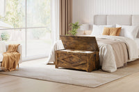 Banc de rangement en bois Garvee 100 cm (39,4 po) avec charnières de sécurité, grande capacité pour le salon et la chambre, robuste et polyvalent, marron