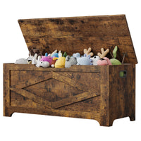 Banc de rangement en bois Garvee 100 cm (39,4 po) avec charnières de sécurité, grande capacité pour le salon et la chambre, robuste et polyvalent, marron
