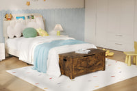 Banc de rangement en bois Garvee 100 cm (39,4 po) avec charnières de sécurité, grande capacité pour le salon et la chambre, robuste et polyvalent, marron