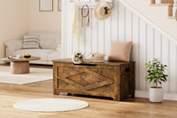 Banc de rangement en bois Garvee 100 cm (39,4 po) avec charnières de sécurité, grande capacité pour le salon et la chambre, robuste et polyvalent, marron