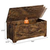 Banc de rangement en bois Garvee 100 cm (39,4 po) avec charnières de sécurité, grande capacité pour le salon et la chambre, robuste et polyvalent, marron