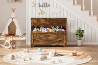 Banc de rangement en bois Garvee 100 cm (39,4 po) avec charnières de sécurité, grande capacité pour le salon et la chambre, robuste et polyvalent, marron