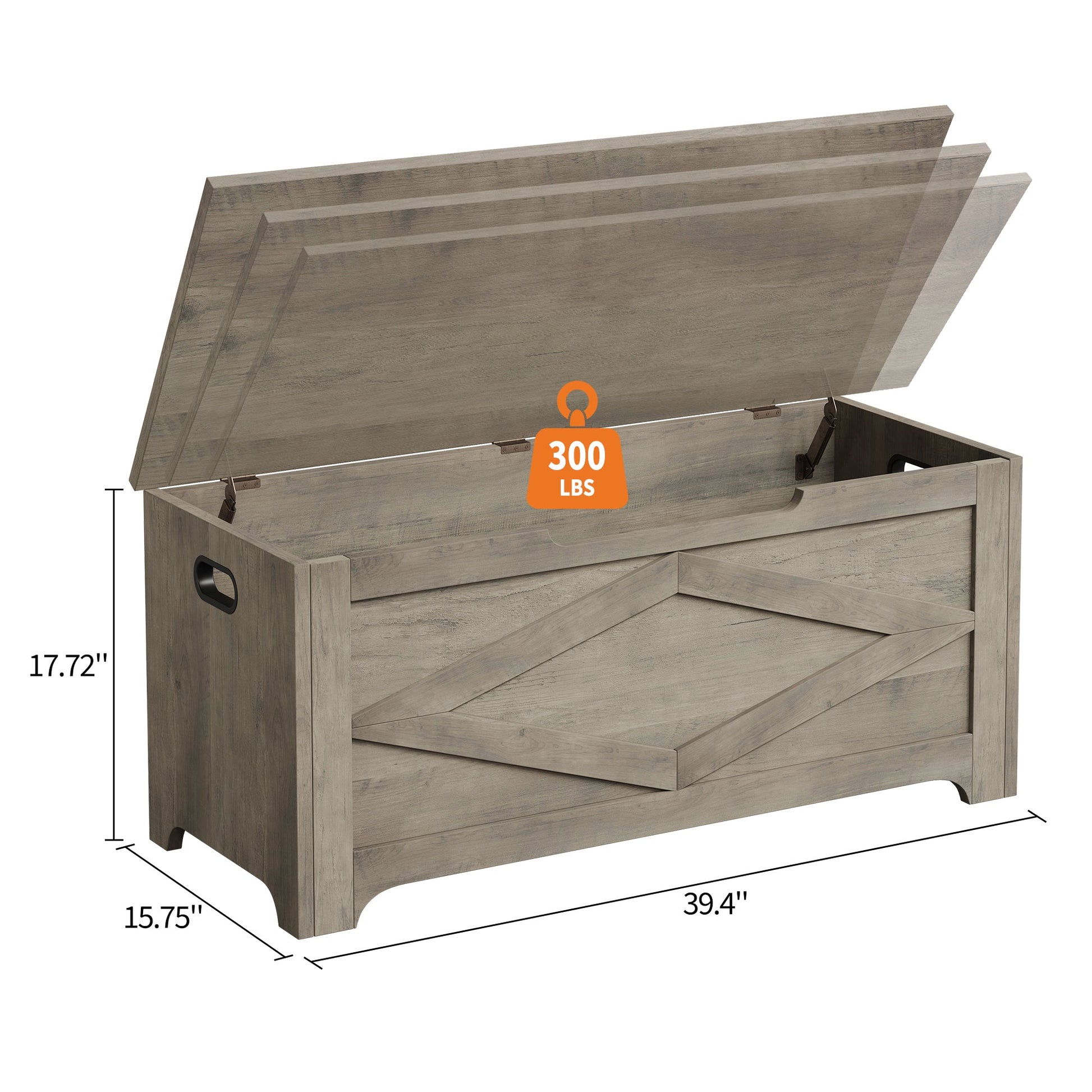 Banc de rangement en bois Garvee 39,4 po avec charnières de sécurité, grande capacité, pour salon et chambre, robuste et polyvalent