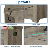 Banc de rangement en bois Garvee 39,4 po avec charnières de sécurité, grande capacité, pour salon et chambre, robuste et polyvalent