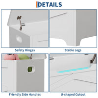 Banc de rangement Garvee 100 cm avec charnières de sécurité, grand coffre en bois pour salon et chambre, robuste et polyvalent, marron