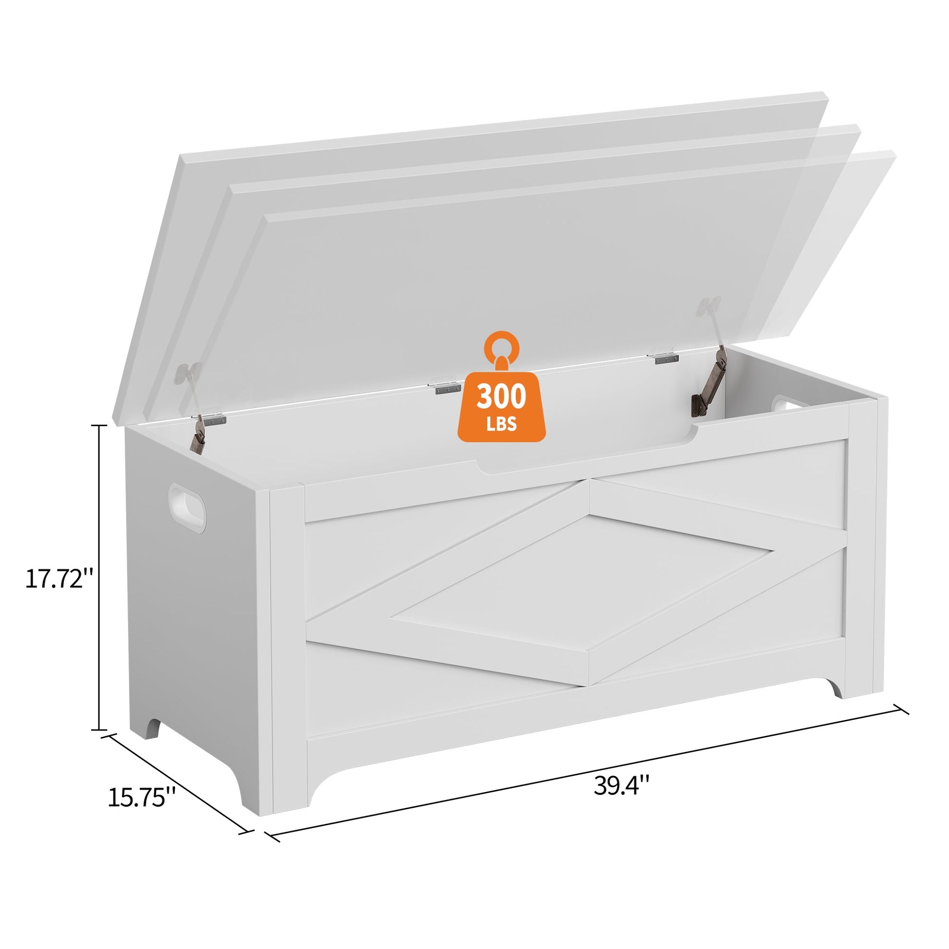 Banc de rangement Garvee 100 cm avec charnières de sécurité, grand coffre en bois pour salon et chambre, robuste et polyvalent, marron