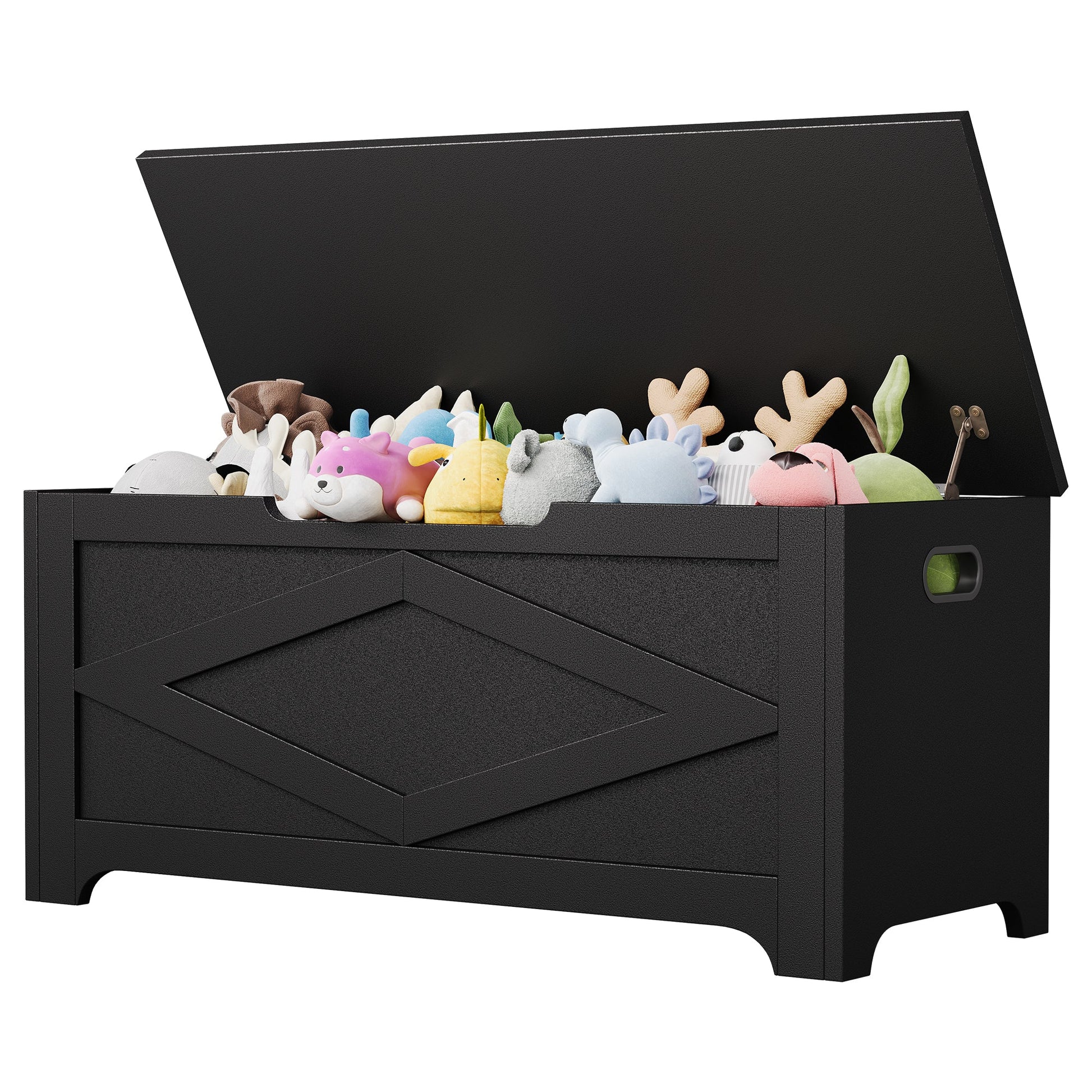 Banc de rangement en bois Garvee 100 cm (39,4 po) avec charnières de sécurité, grande capacité, salon et chambre, robuste et polyvalent, marron