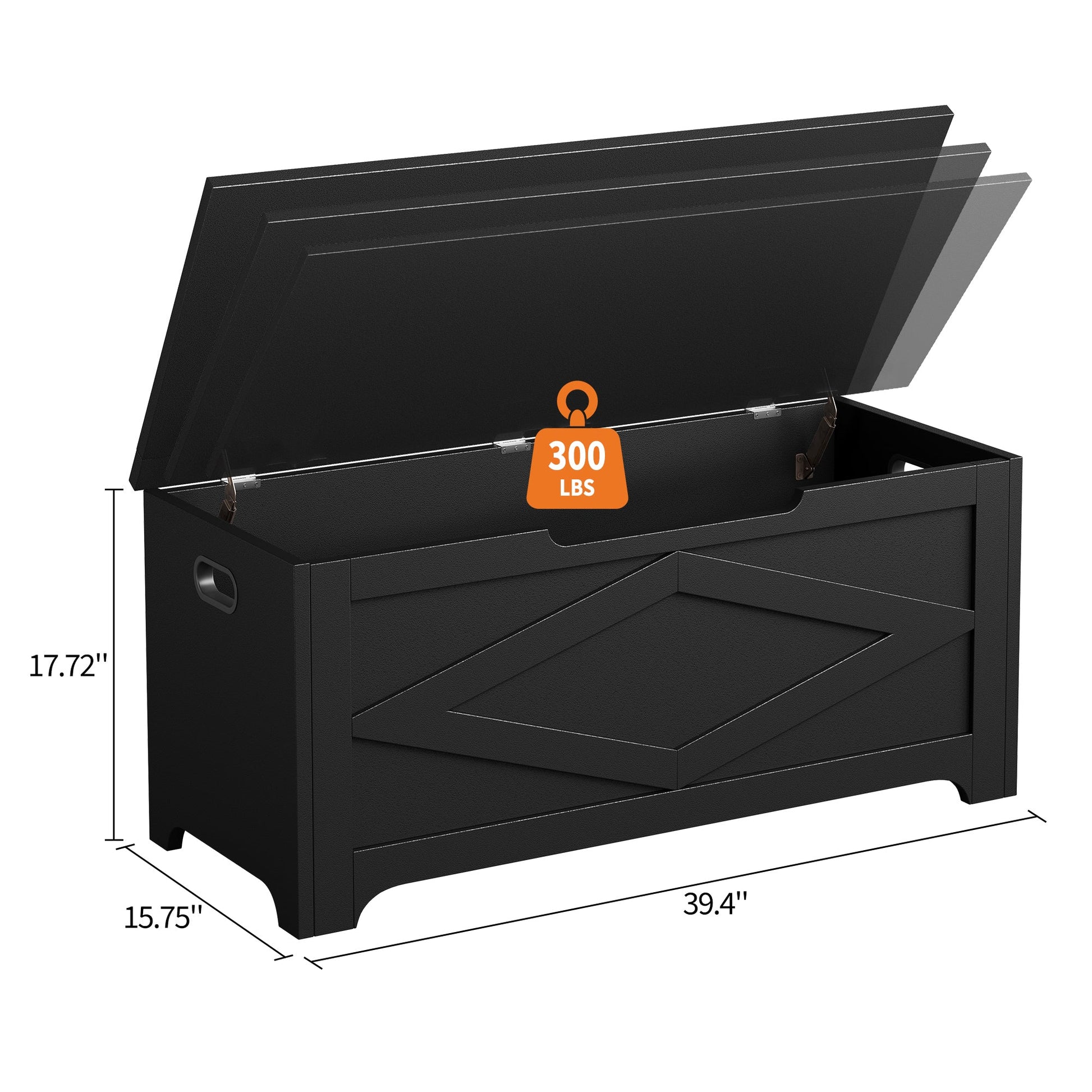 Banc de rangement en bois Garvee 100 cm (39,4 po) avec charnières de sécurité, grande capacité, salon et chambre, robuste et polyvalent, marron