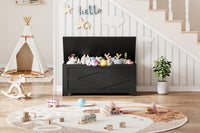 Banc de rangement en bois Garvee 100 cm (39,4 po) avec charnières de sécurité, grande capacité, salon et chambre, robuste et polyvalent, marron