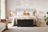 Garvee banc de rangement en bois 100 cm avec charnières de sécurité, grande capacité, salon et chambre, robuste et polyvalent, noir - noir