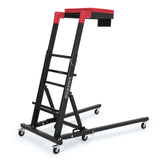 Garvee Plateforme de mécanicien surélevée pliable, hauteur réglable 122–168 cm, charge 181 kg, appui rembourré, 6 roulettes pivotantes, noir - Noir