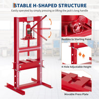 Presse hydraulique Garvee 6 tonnes, cadre en H, table réglable, acier au carbone revêtu de poudre, pour atelier et garage