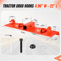 Garvee Crochet de préhension pour tracteur, attelage 5 cm, capacité 2132 kg, acier antirouille, pour godets et chargeurs, orange