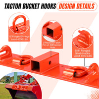Garvee Crochet de préhension pour tracteur, attelage 5 cm, capacité 2132 kg, acier antirouille, pour godets et chargeurs, orange