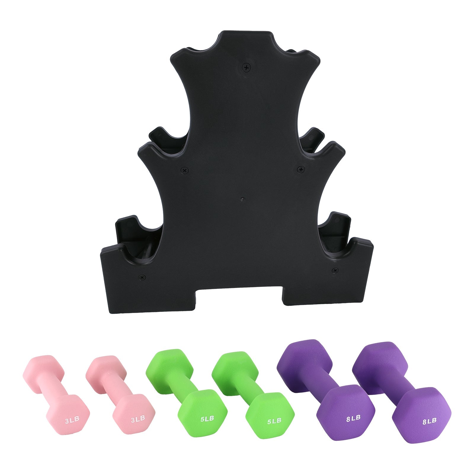 Ensemble d'haltères Garvee en néoprène 3+5+8 lbs, revêtement PVC antidérapant, forme hexagonale, pour les entraînements à domicile
