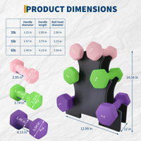 Ensemble d'haltères Garvee en néoprène 3+5+8 lbs, revêtement PVC antidérapant, forme hexagonale, pour les entraînements à domicile