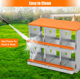 Garvee Boîte à Nidification pour Poules en Acier Galvanisé, 6 Compartiments Ventilés, Facile à Installer, Confort Optimal, Pour Poulaillers - Orange | 6 compartiments
