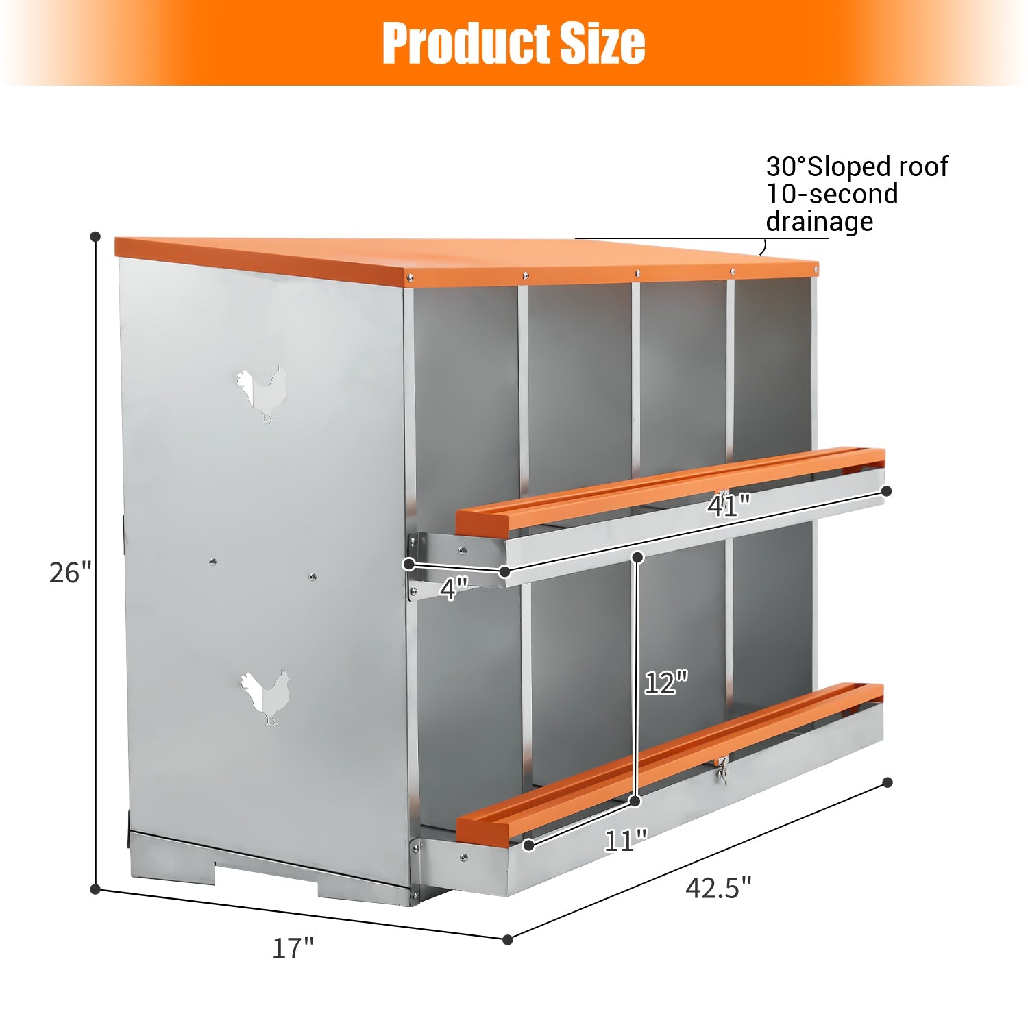 Nichoirs Garvee pour poules, 8 compartiments, en métal galvanisé, avec ventilation, pour poulailler et poules pondeuses