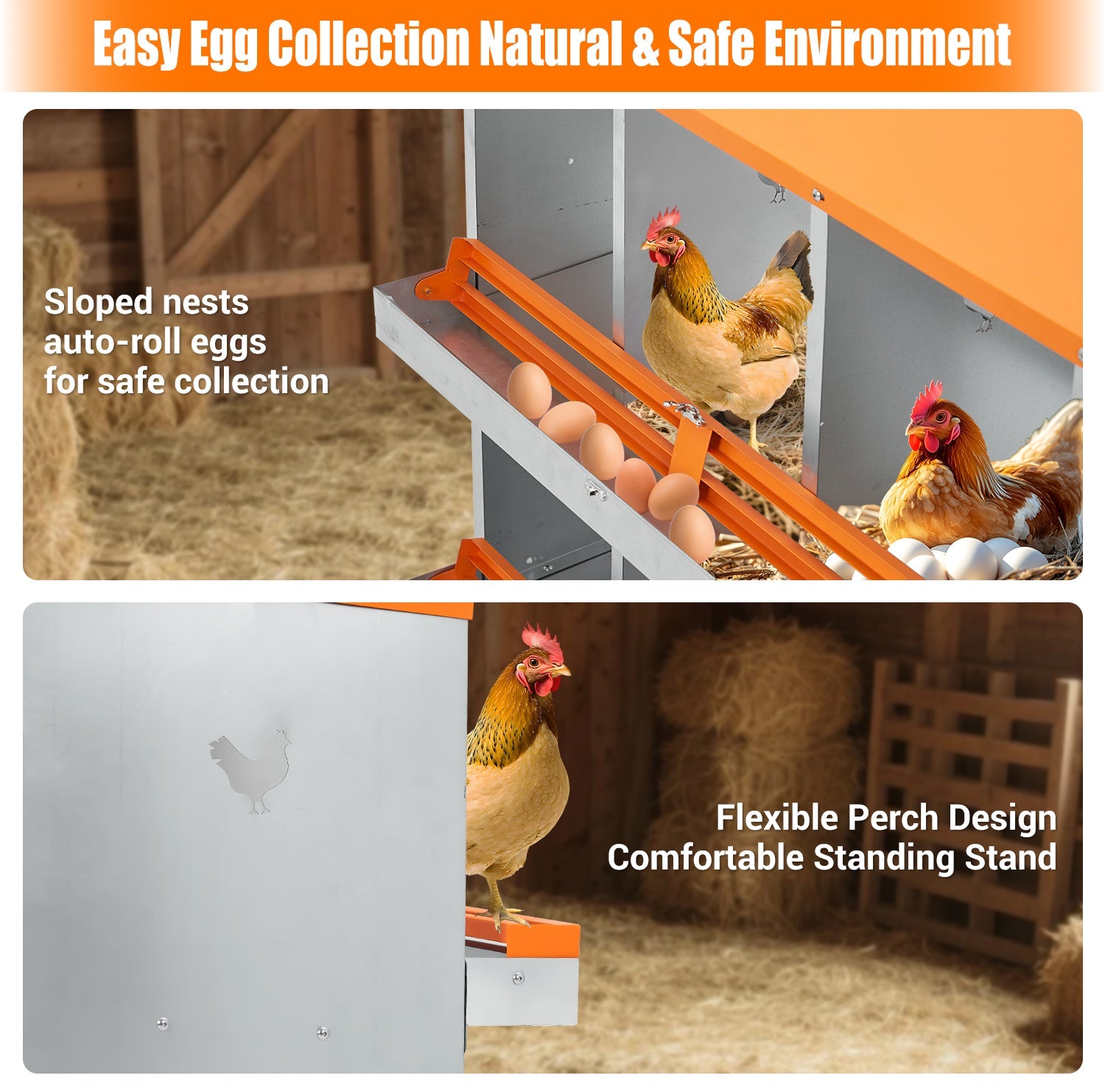 Nichoirs Garvee pour poules, 8 compartiments, en métal galvanisé, avec ventilation, pour poulailler et poules pondeuses
