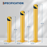 Boules de sécurité robustes en acier Garvee, 107 cm (42 pouces), acier de 3 mm, bande réfléchissante, amovibles, diamètre de 11,4 cm (4,5 pouces), boulon d'ancrage, stationnement et rangement