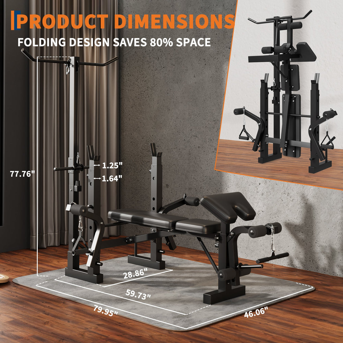 Garvee Banc de musculation 7-en-1 pliable et réglable, structure en acier, capacité 408 kg, pour entraînement à domicile