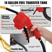 Garvee – Bidon de carburant de 53 L avec pompe, flexible de 3 m (10 ft), anti-fuite, en PEHD résistant aux UV, portable avec roues pour voitures et tondeuses à gazon