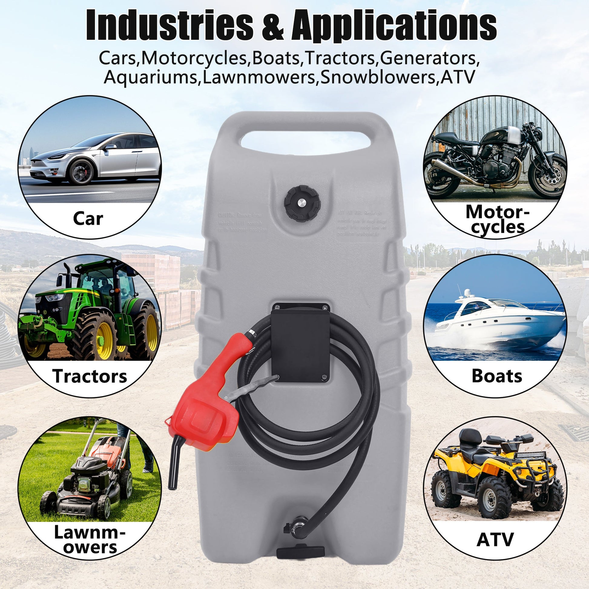 Garvee – Bidon de carburant de 53 L avec pompe, flexible de 3 m (10 ft), anti-fuite, en PEHD résistant aux UV, portable avec roues pour voitures et tondeuses à gazon