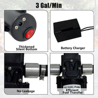 Garvee – Bidon de carburant de 53 L avec pompe, flexible de 3 m (10 ft), anti-fuite, en PEHD résistant aux UV, portable avec roues pour voitures et tondeuses à gazon