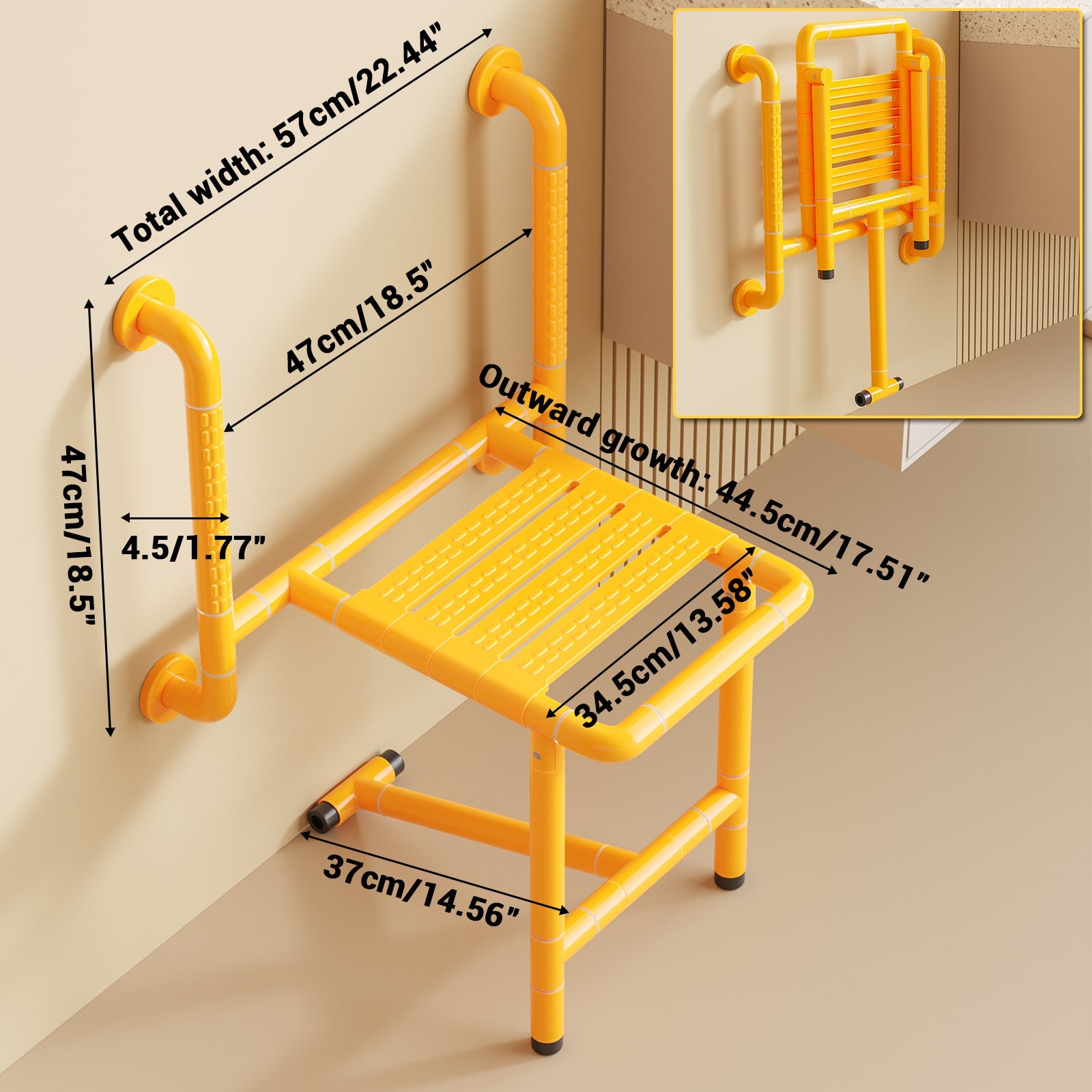 Siège de douche pliable Garvee, tabouret de douche mural, siège de douche pliant, chaise de bain, siège de douche gain de place, tabouret antidérapant pour seniors, enfants et personnes handicapées, supporte jusqu'à 150 kg