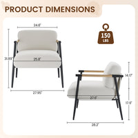 Fauteuil d'appoint moderne Garvee Comfy Chair avec structure en métal et ressorts, revêtement en tissu doux au toucher, accoudoirs en bois et pieds réglables pour salon/chambre