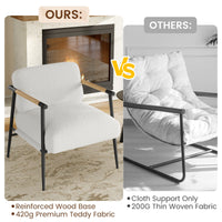 Fauteuil d'appoint moderne Garvee Comfy Chair avec structure en métal et ressorts, revêtement en tissu doux au toucher, accoudoirs en bois et pieds réglables pour salon/chambre