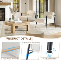 Fauteuil d'appoint moderne Garvee Comfy Chair avec structure en métal et ressorts, revêtement en tissu doux au toucher, accoudoirs en bois et pieds réglables pour salon/chambre