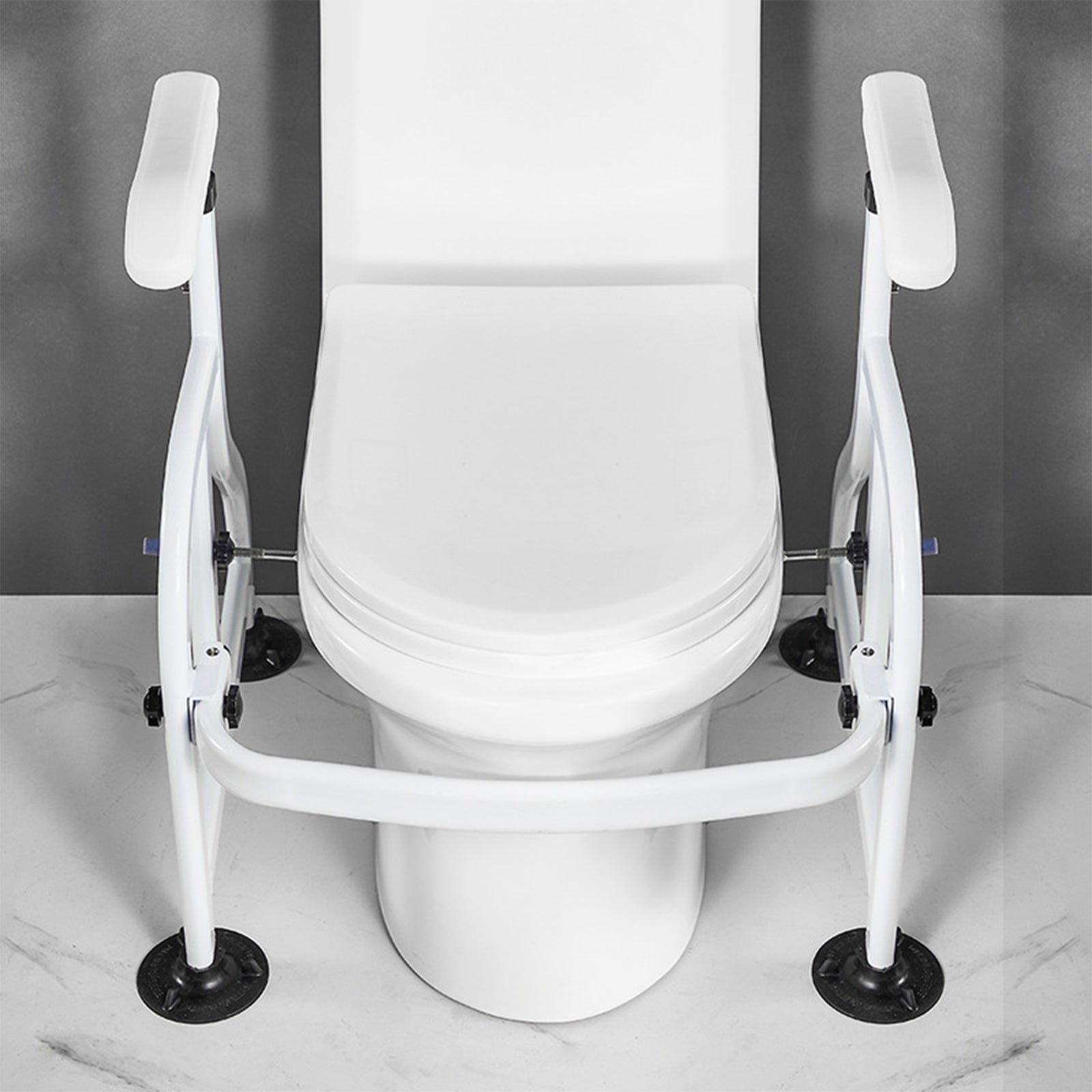 Aide à la verticalisation des toilettes Garvee – Barre d'appui réglable en hauteur 62 × 52 × 65–72 cm, cadre de support antidérapant