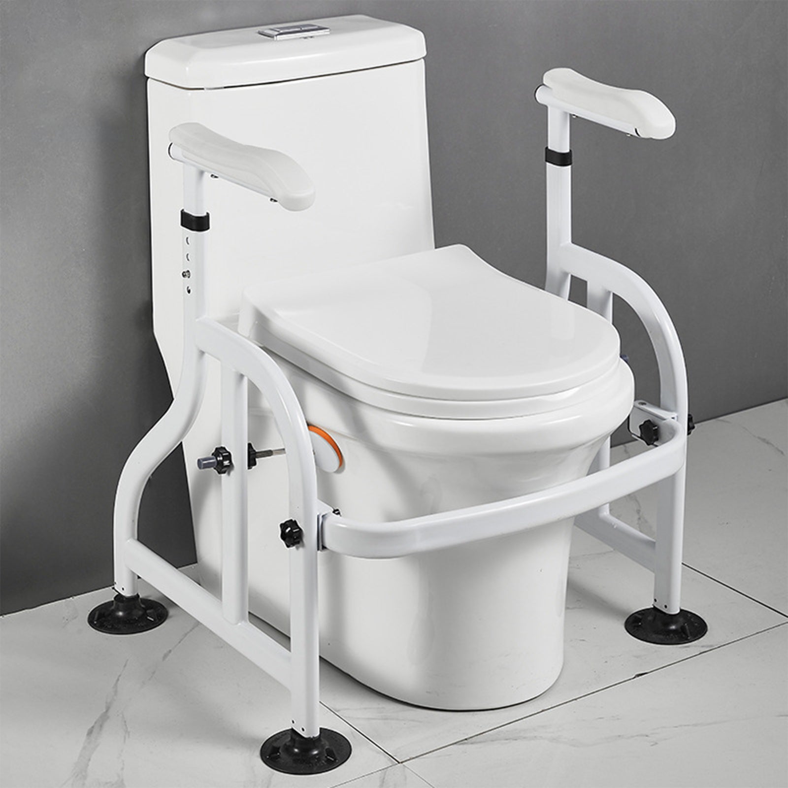 Aide à la verticalisation des toilettes Garvee – Barre d'appui réglable en hauteur 62 × 52 × 65–72 cm, cadre de support antidérapant
