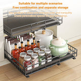 Garvee organisateur de placard coulissant extensible pour cuisine et salle de bain, largeur réglable de 31 à 49 cm, noir, acier au carbone - Noir