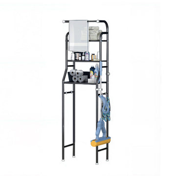 Étagère de toilette Garvee, étagère de salle de bain multifonctionnelle à 3 niveaux, étagère à poser au-dessus des toilettes avec paniers de rangement, étagère gain de place, facile à monter, 47 x 25 x 160 cm, noire