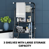 Étagère de toilette Garvee, étagère de salle de bain multifonctionnelle à 3 niveaux, étagère à poser au-dessus des toilettes avec paniers de rangement, étagère gain de place, facile à monter, 47 x 25 x 160 cm, noire